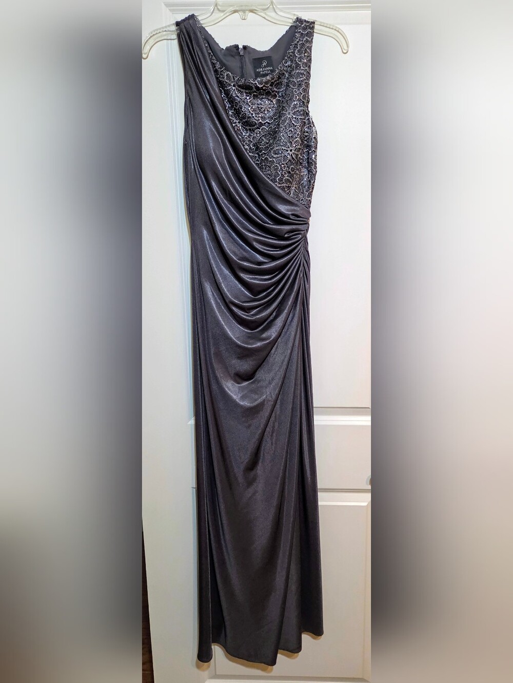 Adrianna Papell Charcoal Gray Evening Gown – Size 8